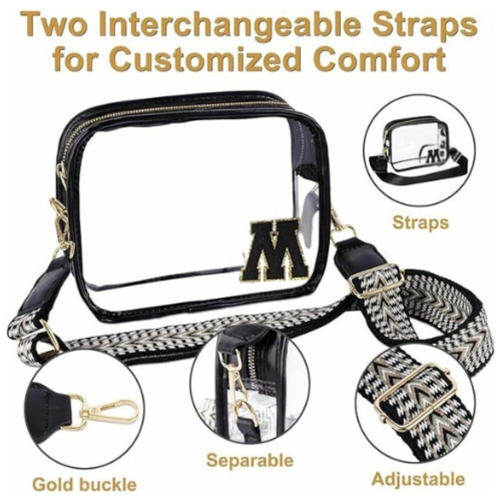 Stadium-Approved Clear Initial Purse, Crossbody Bag Events, Concert and Sports